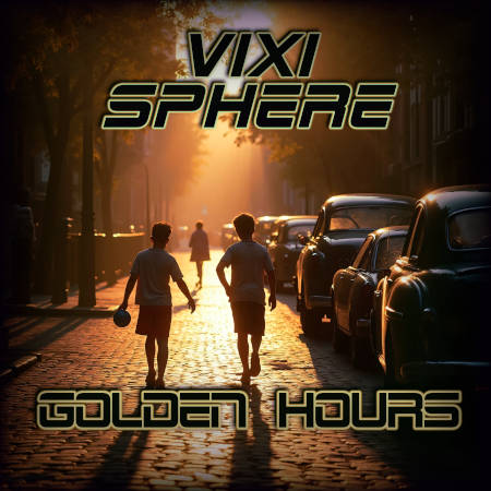 Golden Hours by ViXi Sphere Nostalgic urban street scene bathed in golden hour sunlight, cover image of Golden Hours by Vixi Sphere